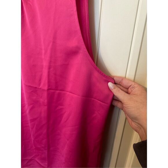 J. Crew Ruffle Neck Pink Satin Sleeveless Polyester Tank Top Women Sz XXL BD297 - Picture 5 of 10
